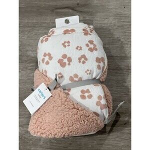 Carter’s Leopard Animal Print Baby Blanket Pink Mauve Sherpa White Soft Girl New